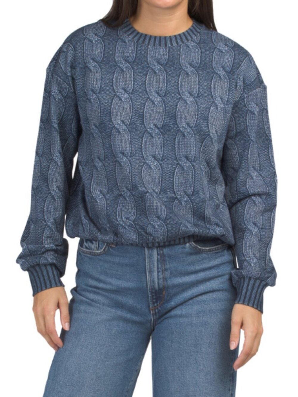 7 FOR ALL MANKIND Cotton Printed Denim Sweater